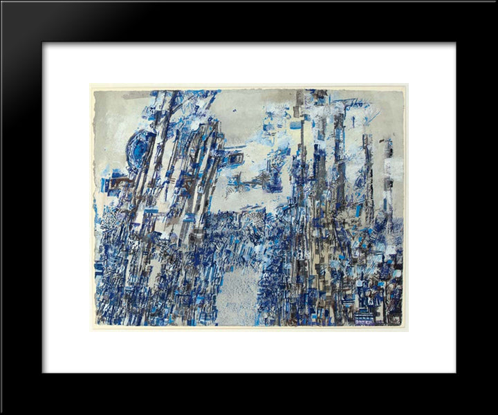 L'Invasion 20x24 Black Modern Wood Framed Art Print Poster by Vieira da Silva, Maria Helena