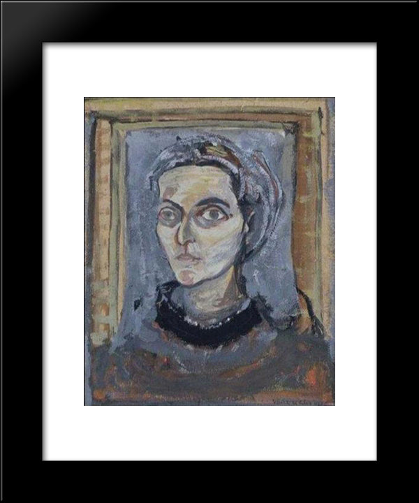 Self Portrait 20x24 Black Modern Wood Framed Art Print Poster by Vieira da Silva, Maria Helena