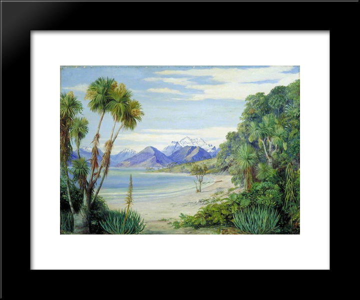 View Of Mount Earnshaw From The Island In Lake Wakatipe, New Zealand 20x24 Black Modern Wood Framed Art Print Poster by North, Marianne