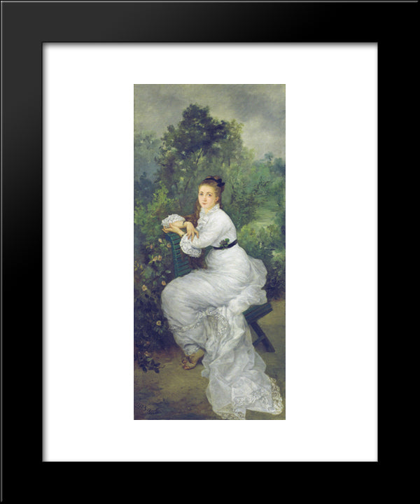 Louise Quivoron Aka Woman In The Garden 20x24 Black Modern Wood Framed Art Print Poster by Bracquemond, Marie
