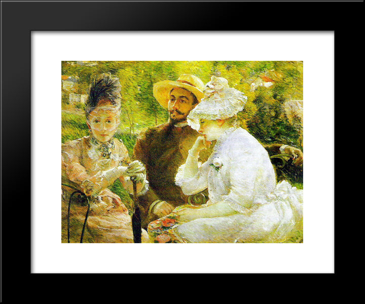 On The Terrace At Sevres 20x24 Black Modern Wood Framed Art Print Poster by Bracquemond, Marie