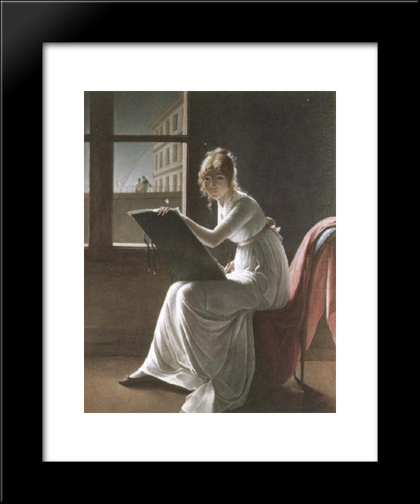 Portrait Of Mademoiselle Charlotte Du Val D'Ognes 20x24 Black Modern Wood Framed Art Print Poster by Bracquemond, Marie