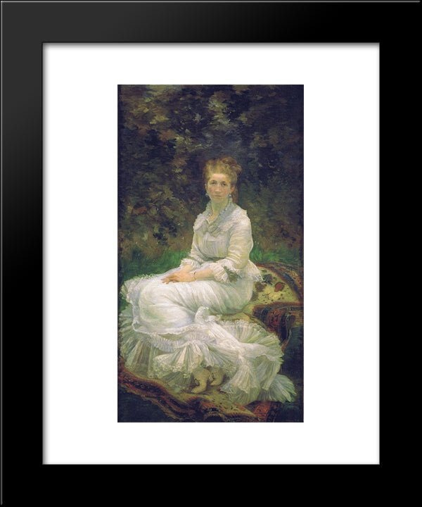 The Lady In White 20x24 Black Modern Wood Framed Art Print Poster by Bracquemond, Marie