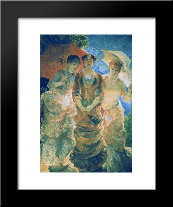 Three Ladies With Parasol (Aka Three Graces) 20x24 Black Modern Wood Framed Art Print Poster by Bracquemond, Marie