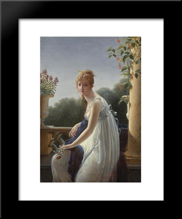 A Young Woman Seated By A Window 20x24 Black Modern Wood Framed Art Print Poster by Villers, Marie Denise