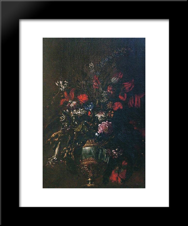 Natura Morta Di Fiori In Un Vaso 20x24 Black Modern Wood Framed Art Print Poster by Nuzzi, Mario