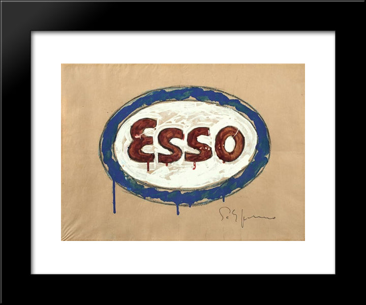 Esso 20x24 Black Modern Wood Framed Art Print Poster by Schifano, Mario