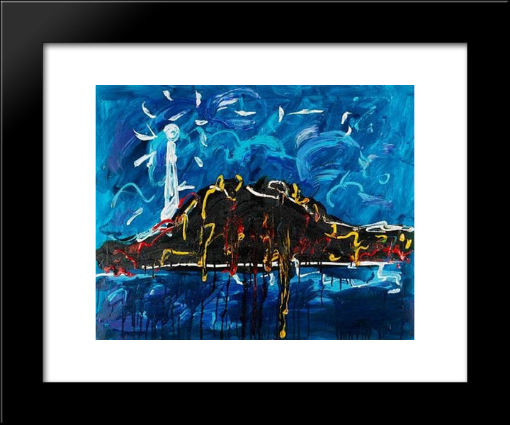 Il Vulcano 20x24 Black Modern Wood Framed Art Print Poster by Schifano, Mario