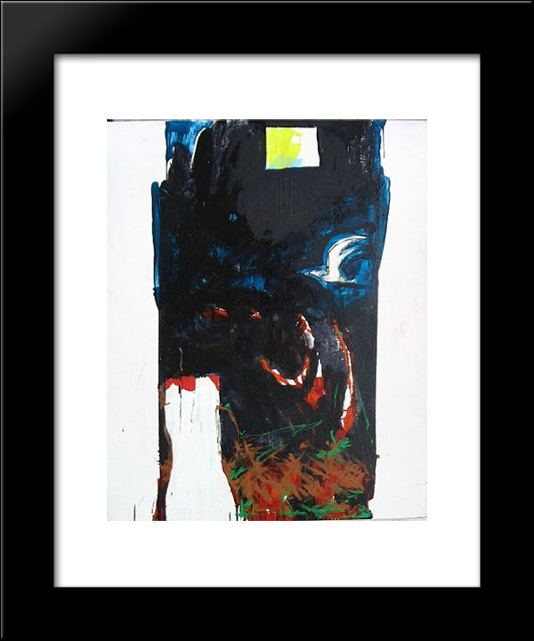 Nottetempo 20x24 Black Modern Wood Framed Art Print Poster by Schifano, Mario