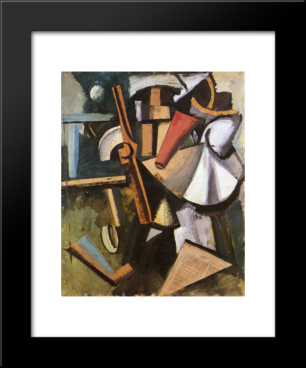 Composition With Propeller 20x24 Black Modern Wood Framed Art Print Poster by Sironi, Mario