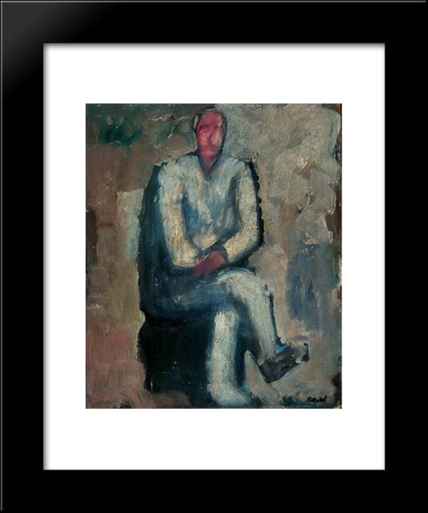 Man Sitting 20x24 Black Modern Wood Framed Art Print Poster by Sironi, Mario