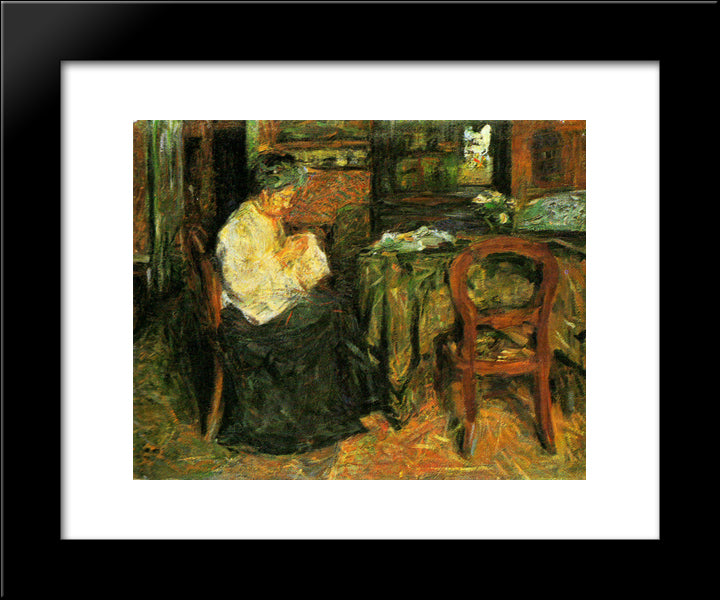 The Mother Sews 20x24 Black Modern Wood Framed Art Print Poster by Sironi, Mario