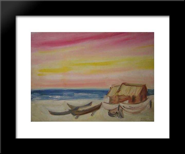 Marinha Com Barcos 20x24 Black Modern Wood Framed Art Print Poster by Zanini, Mario