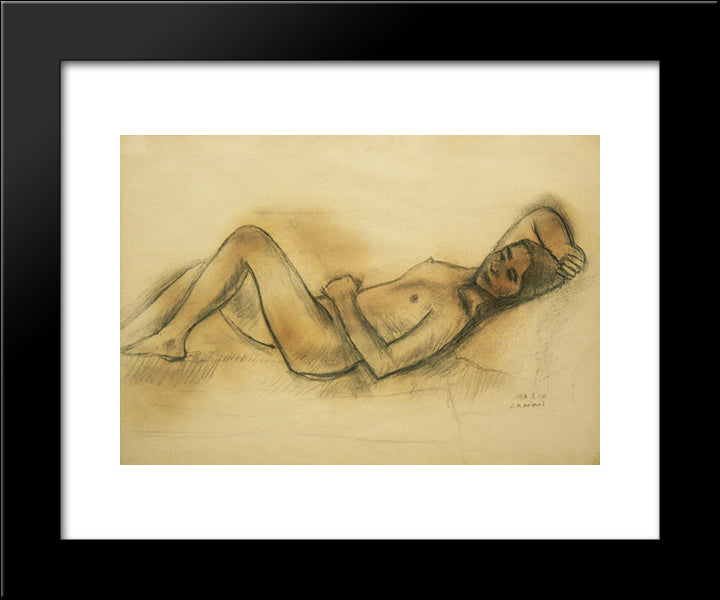 Nu Feminino 20x24 Black Modern Wood Framed Art Print Poster by Zanini, Mario