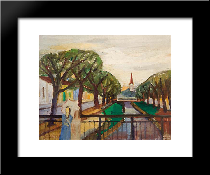 Paisagem Com Riacho 20x24 Black Modern Wood Framed Art Print Poster by Zanini, Mario