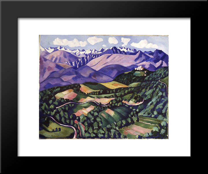 Purple Mountains, Vence 20x24 Black Modern Wood Framed Art Print Poster by Hartley, Marsden