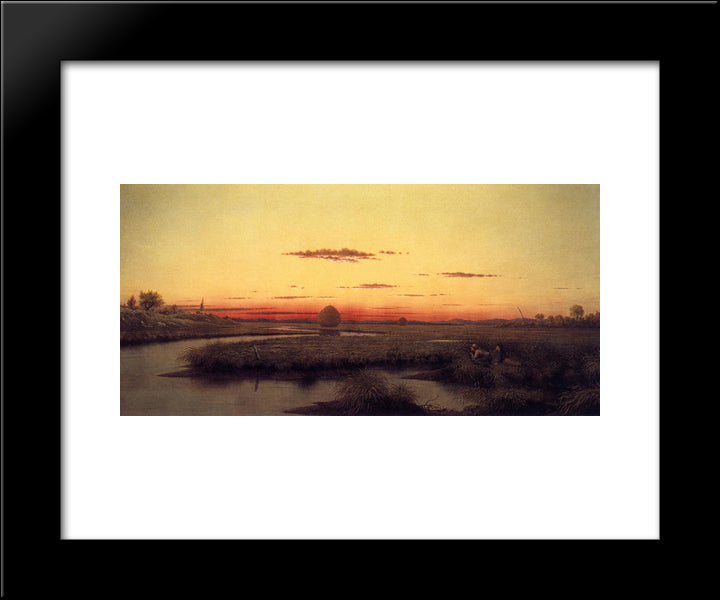 Duck Hunters In A Twilight Marsh 20x24 Black Modern Wood Framed Art Print Poster by Heade, Martin Johnson