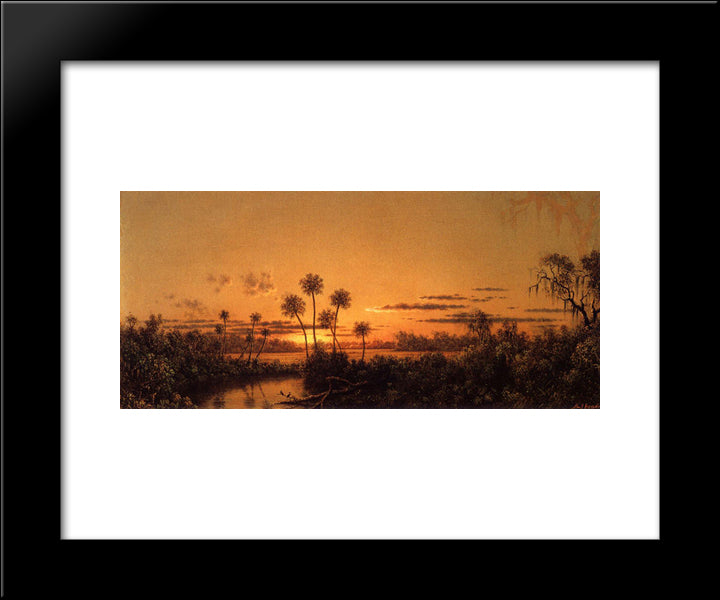 Florida River Scene Early Evening, After Sunset 20x24 Black Modern Wood Framed Art Print Poster by Heade, Martin Johnson