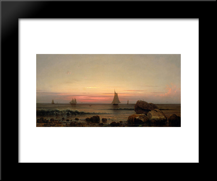 Sailing Off The Coast 20x24 Black Modern Wood Framed Art Print Poster by Heade, Martin Johnson