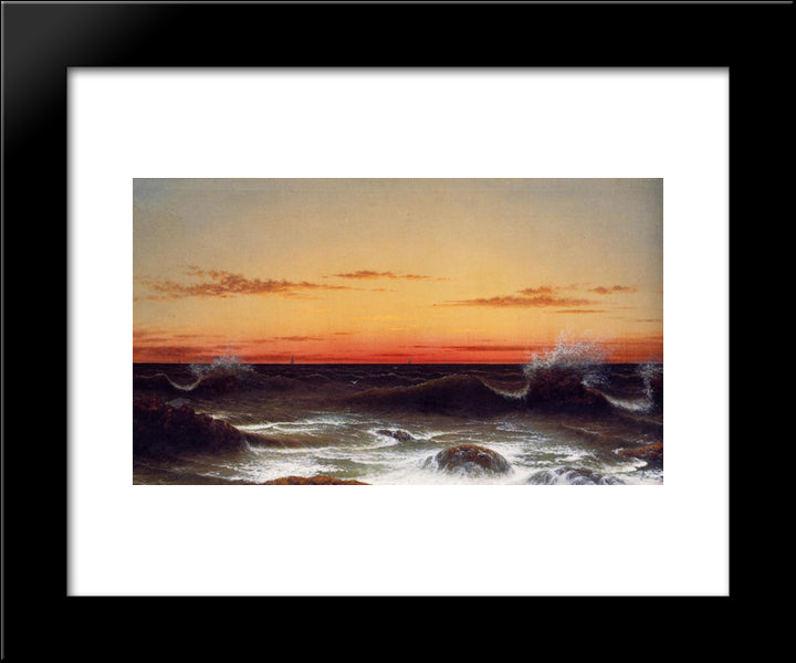 Seascape Sunset 20x24 Black Modern Wood Framed Art Print Poster by Heade, Martin Johnson