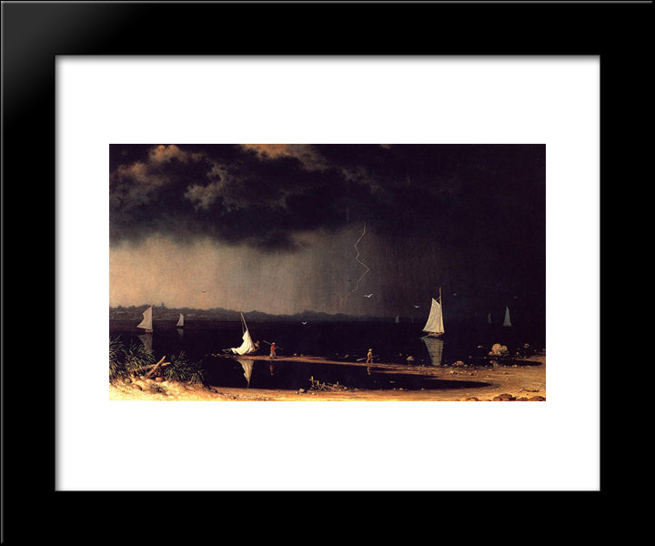 Thunderstorm On Narragansett Bay 20x24 Black Modern Wood Framed Art Print Poster by Heade, Martin Johnson