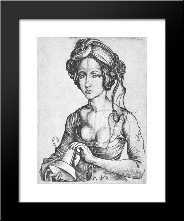 A Foolish Virgin 20x24 Black Modern Wood Framed Art Print Poster by Schongauer, Martin