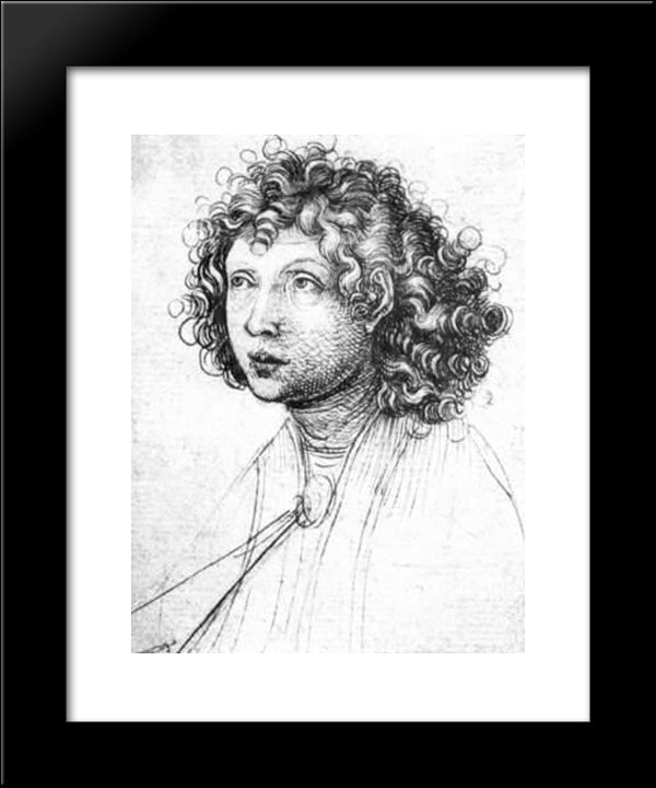 Angel'S Head 20x24 Black Modern Wood Framed Art Print Poster by Schongauer, Martin
