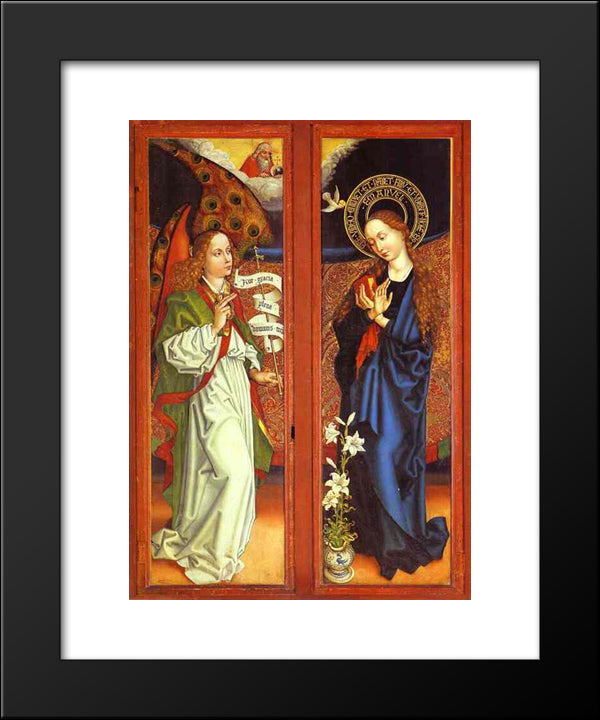 Annunciation 20x24 Black Modern Wood Framed Art Print Poster by Schongauer, Martin