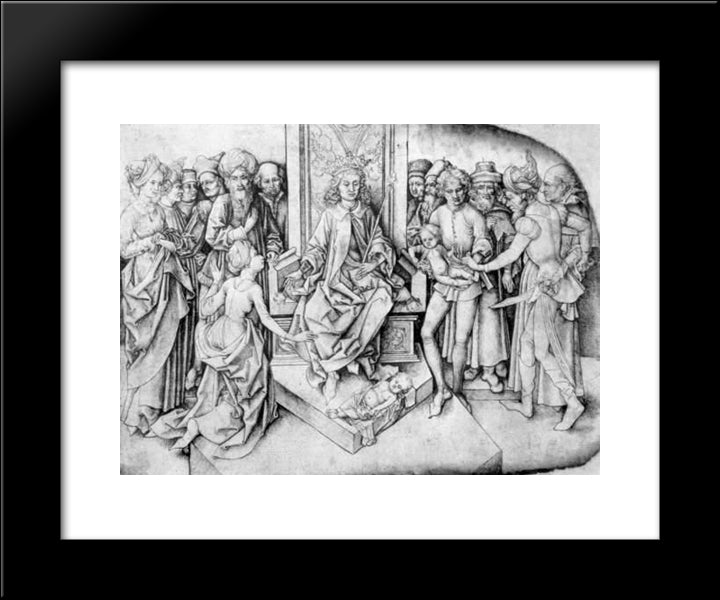 Judgement Of Solomon 20x24 Black Modern Wood Framed Art Print Poster by Schongauer, Martin