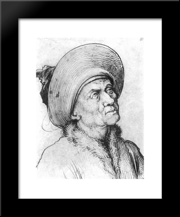 Man In A Hat Gazing Upward 20x24 Black Modern Wood Framed Art Print Poster by Schongauer, Martin