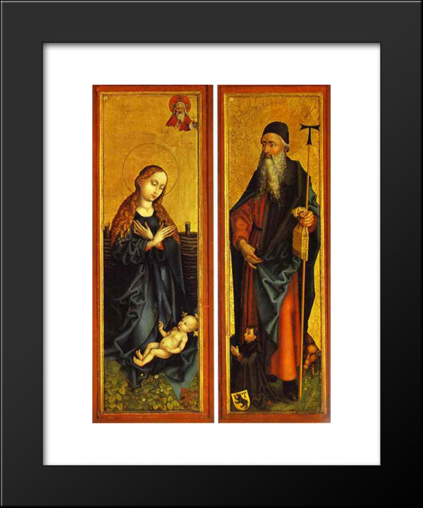 Nativity And St. Anthony 20x24 Black Modern Wood Framed Art Print Poster by Schongauer, Martin