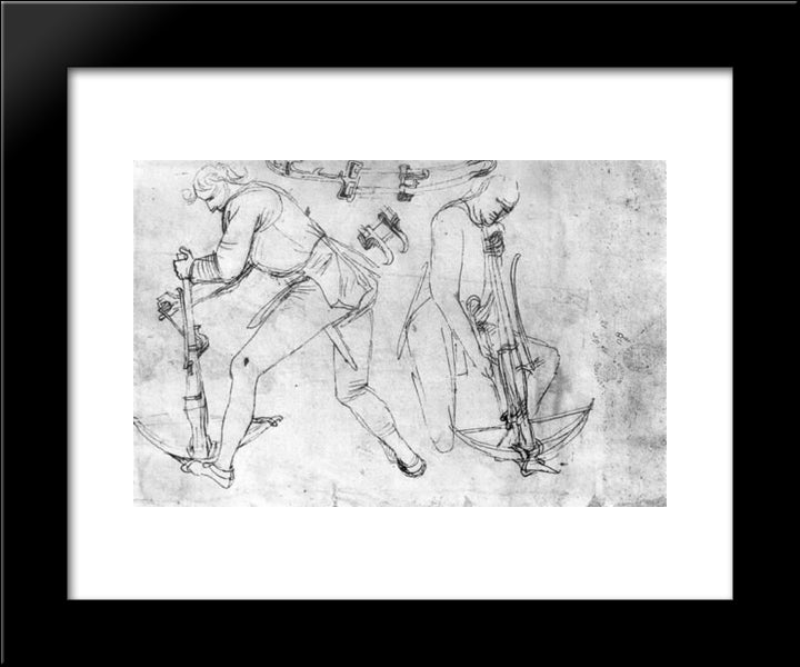 Two Armbrustspanners 20x24 Black Modern Wood Framed Art Print Poster by Schongauer, Martin