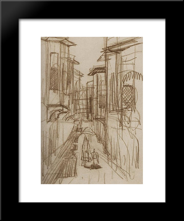 A Street. Constantinople. 20x24 Black Modern Wood Framed Art Print Poster by Saryan, Martiros