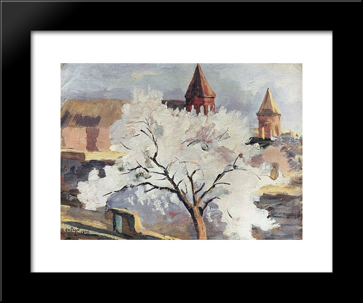 Apricot Tree In Blossom 20x24 Black Modern Wood Framed Art Print Poster by Saryan, Martiros