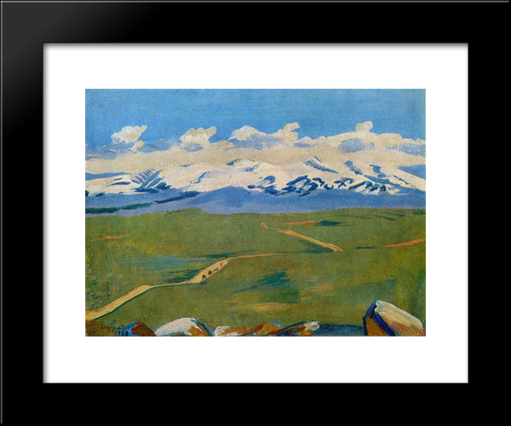 Aragats In Clouds 20x24 Black Modern Wood Framed Art Print Poster by Saryan, Martiros
