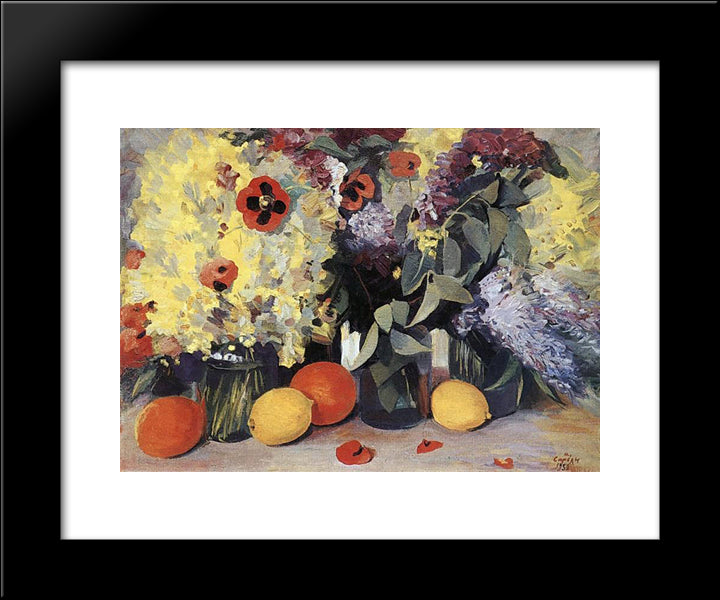 Flowers, Lemons, Oranges 20x24 Black Modern Wood Framed Art Print Poster by Saryan, Martiros