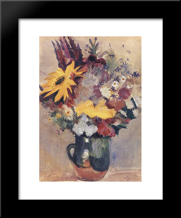 Flowers 20x24 Black Modern Wood Framed Art Print Poster by Saryan, Martiros