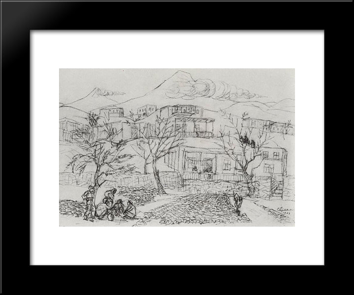 Gardens And Ararat 20x24 Black Modern Wood Framed Art Print Poster by Saryan, Martiros