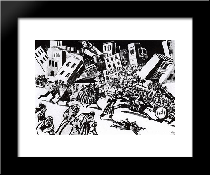 Illustration To Yeghishe Charents' Country Of Nairi - Escape Of Nairyans 20x24 Black Modern Wood Framed Art Print Poster by Saryan, Martiros