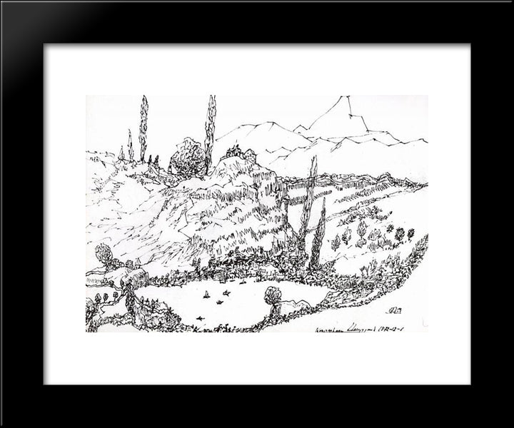 Landscape Of Armenia 20x24 Black Modern Wood Framed Art Print Poster by Saryan, Martiros
