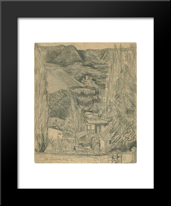 Landscape With Mountains 20x24 Black Modern Wood Framed Art Print Poster by Saryan, Martiros