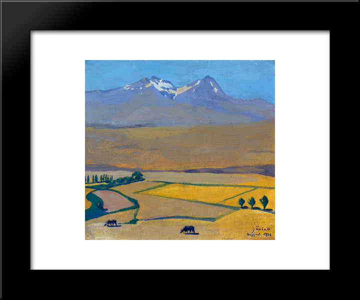 Mount Aragats At Summer 20x24 Black Modern Wood Framed Art Print Poster by Saryan, Martiros