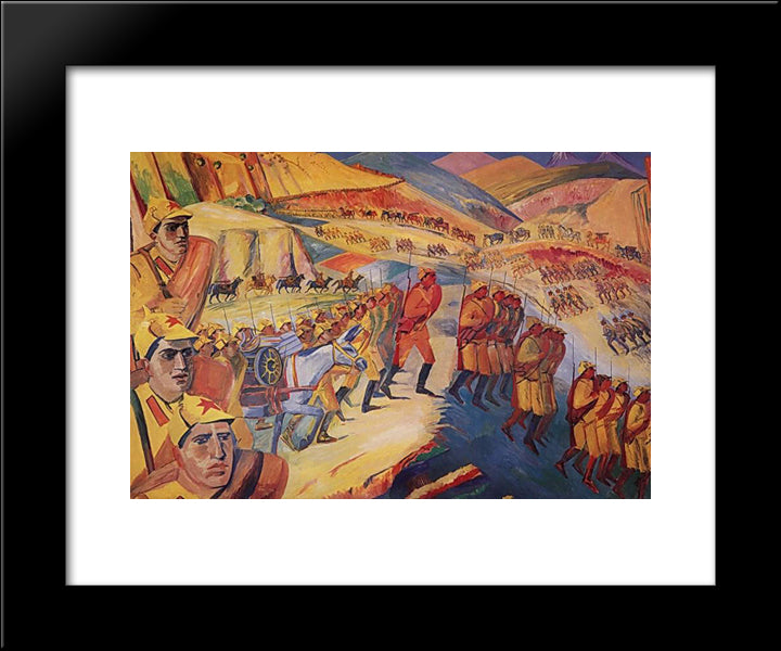 Mountainous March Of Armenian Units 20x24 Black Modern Wood Framed Art Print Poster by Saryan, Martiros