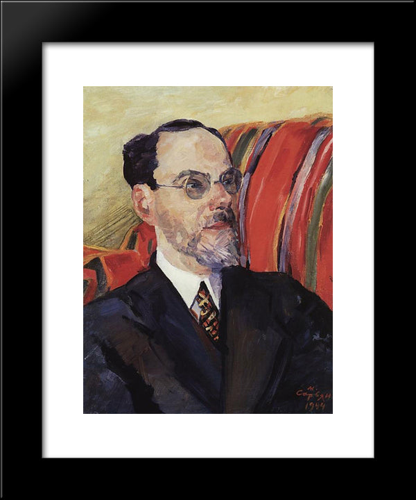 Portrait Of An Art Critic Abram Efros 20x24 Black Modern Wood Framed Art Print Poster by Saryan, Martiros