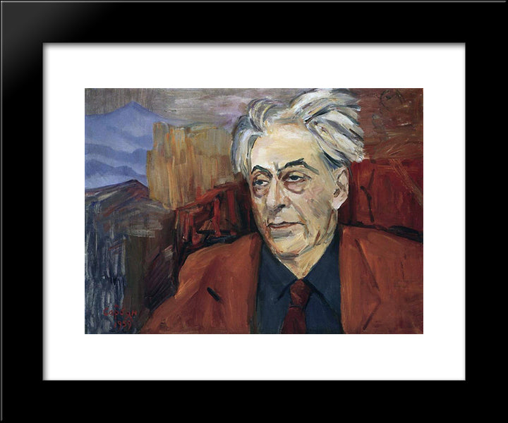 Portrait Of Ilya Ehrenburg 20x24 Black Modern Wood Framed Art Print Poster by Saryan, Martiros