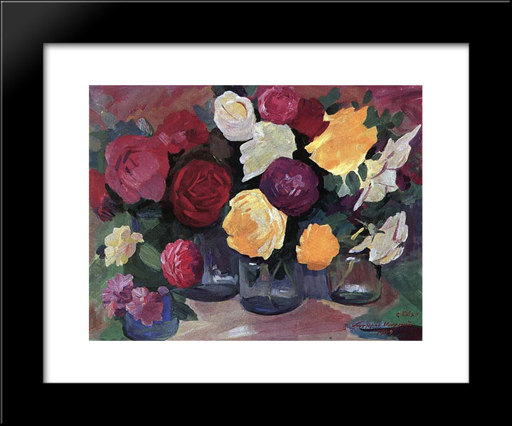 Roses 20x24 Black Modern Wood Framed Art Print Poster by Saryan, Martiros