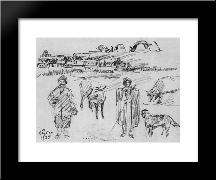Shepherds 20x24 Black Modern Wood Framed Art Print Poster by Saryan, Martiros