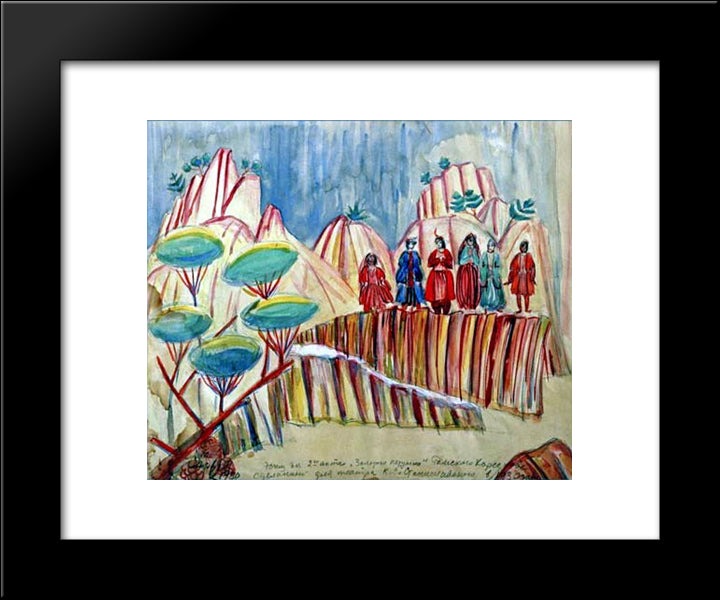 Sketch Of The Second Act Of The Opera By Rimsky - Korsakov'S Golden Cockerel ' 20x24 Black Modern Wood Framed Art Print Poster by Saryan, Martiros