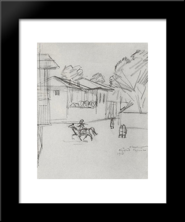 Street In Barfrush 20x24 Black Modern Wood Framed Art Print Poster by Saryan, Martiros