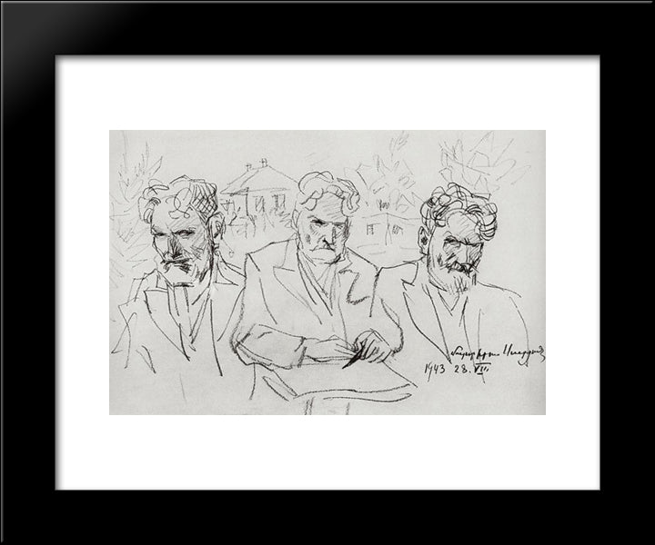 Study To 'Self - Portrait. Three Ages.' 20x24 Black Modern Wood Framed Art Print Poster by Saryan, Martiros